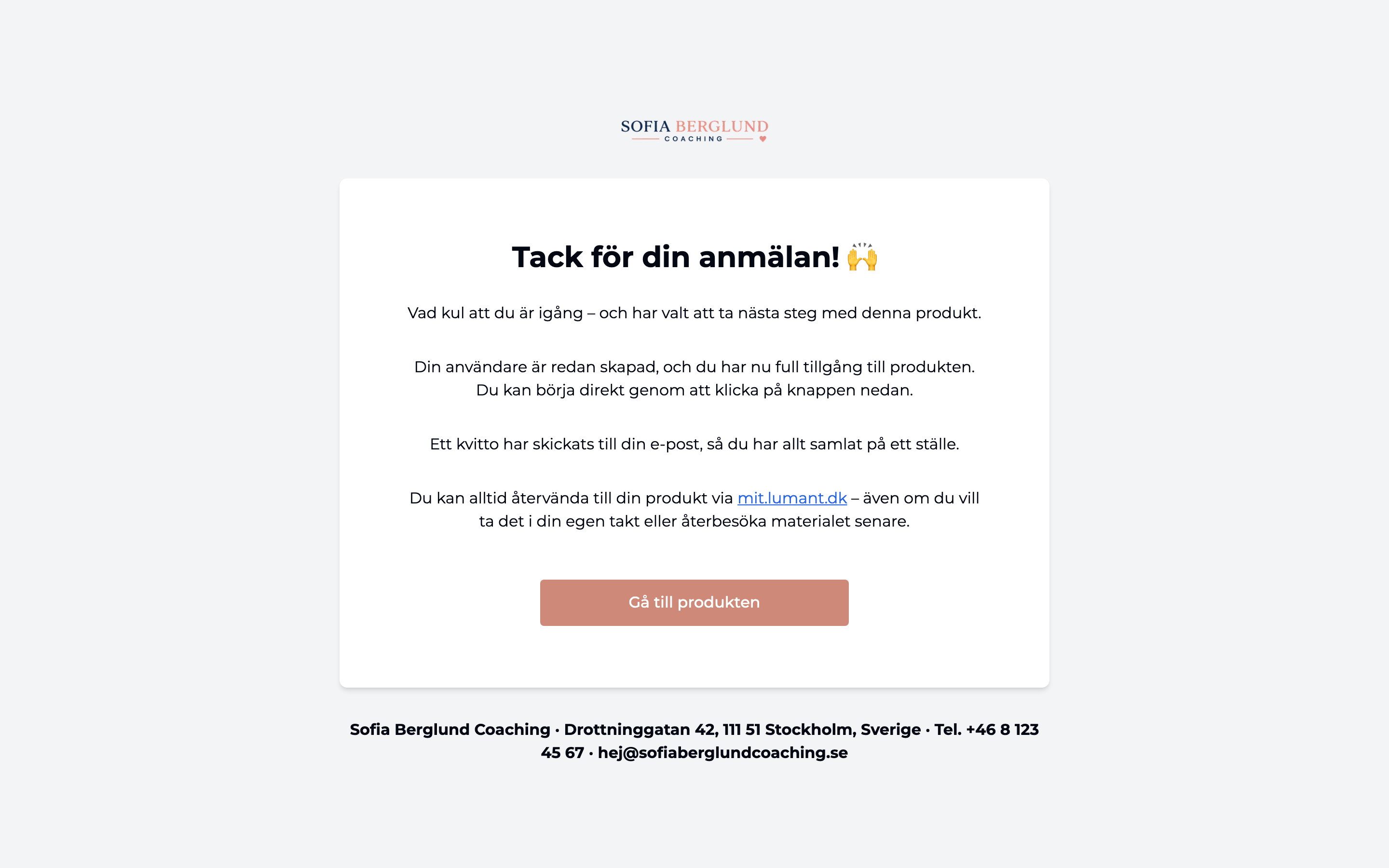 Använd vår standardtacksida